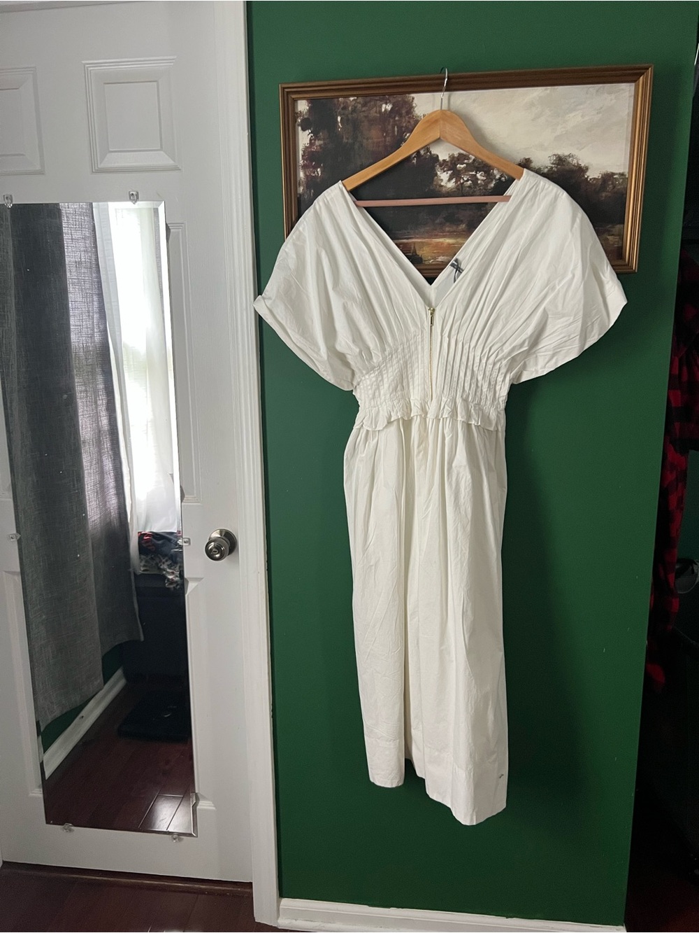 Anthropologie White Midi Dress with Puff Sleeves - Picture 5 of 7